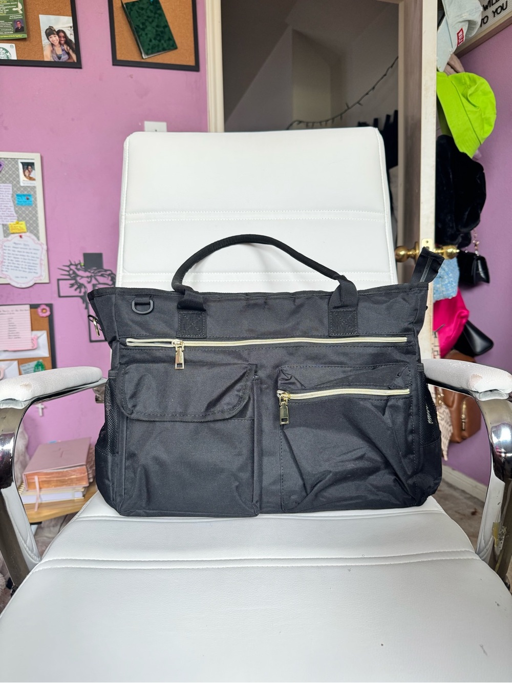 Black Multi Pocket Work Tote Bag | Large Organizer Bag